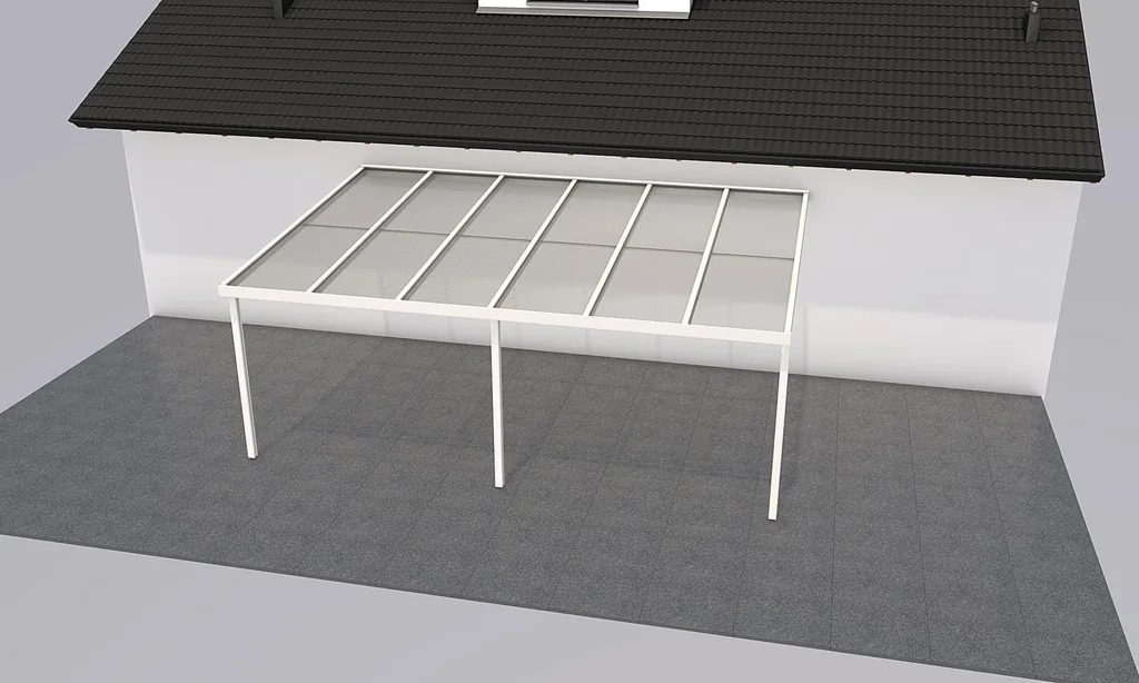 Terrassendach Premium, weiß, 6110 x 4060 mm - Klima blue