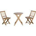 Bistro-Set 3-tlg. Klappbares Holzgarten-Set Balkon-Bistrotisch mit 2 Stühlen Gartenmöbel natur