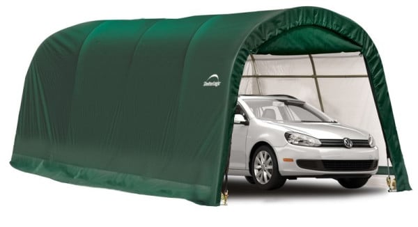 ShelterLogic Foliengarage Round Top 18,3 m², grün, 300×610 cm – Garage-in-a-Box, DuPont-Stahlrahmen, wetterfest