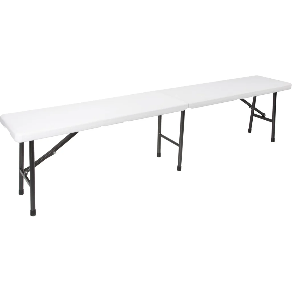 Klappbank mit Griff, wetterbeständige Outdoor-Bank für Garten, Camping, Picknick, Grillen oder Party, ideal für Terrasse, Balkon und Veranstaltungen, tragbar bis 400 kg, weiß