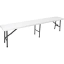 Klappbank mit Griff, wetterbeständige Outdoor-Bank für Garten, Camping, Picknick, Grillen oder Party, ideal für Terrasse, Balkon und Veranstaltungen, tragbar bis 400 kg, weiß