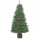 künstlicher Weihnachtsbaum 1,8 m Christbaum Tannenbaum mit Topf und Deko PVC Metall Grün 90 x 90 x 180 cm