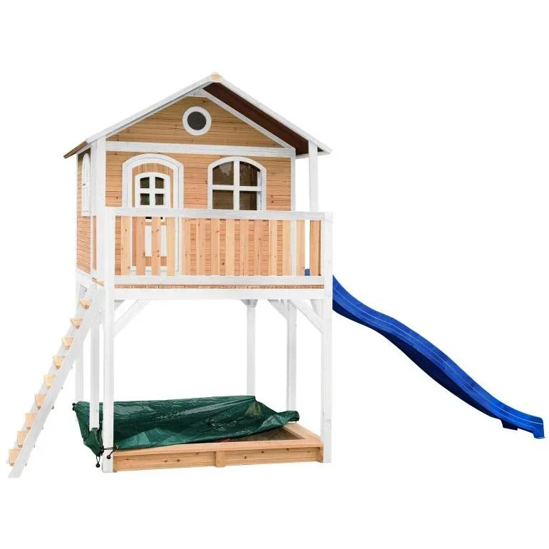 Andy Spielhaus Braun/Weiß - Blaue Rutsche
