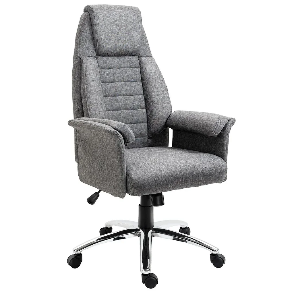 Drehstuhl Chefsessel Bürostuhl Schreibtischstuhl höhenverstellbar, Stoff+Metall, 79x70,5x116-125cm (Grau)