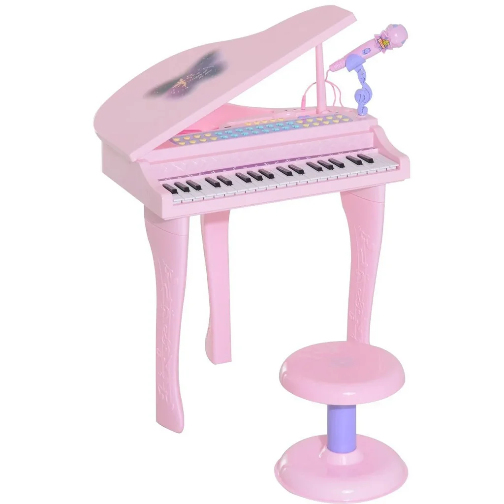 Kinderklavier Musikinstrument MP3 USB inkl. Hocker 37 Tasten rosa