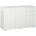 Standschrank Aufbewahrungsschrank Mehrzweckschrank Aktenschrank Kommode 2 Schublade 3 Türen E1 Spanplatte Hochglanz Weiß