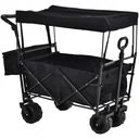 Handwagen Gartenwagen mit Dach Faltbarer zusätzlicher Aufbewahrungskasten Oxford Schwarz