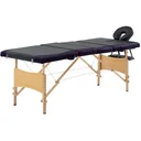 Klappbarer Massagetisch 4 Zonen Holz schwarz und lila