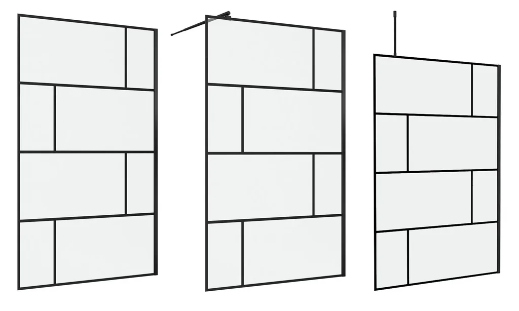 Duschwand in mordernem Design 120 x 195 cm - Glasdusche mit matt schwarzen Wandprofil -  inklusive Wandhalterung