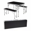 Klappbarer Campingtisch mit 2 Bänken - 90 x 60 x 70 cm