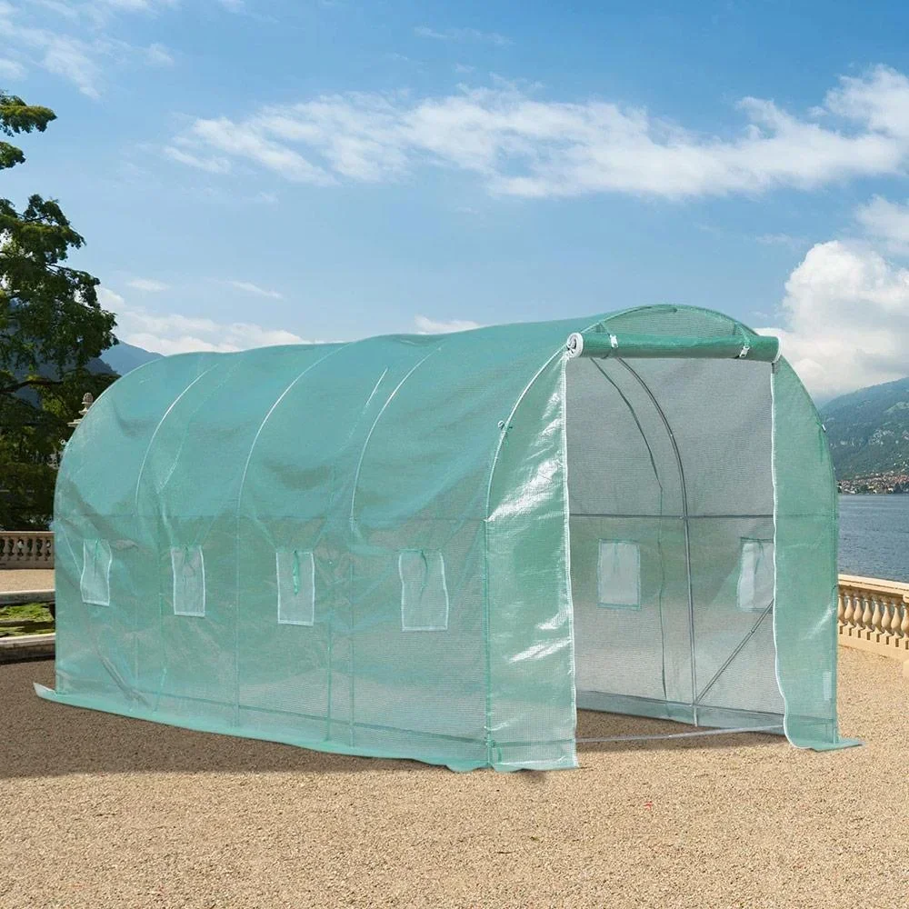 Foliengewächshaus mit 8 Seitenfenstern grün/weiß