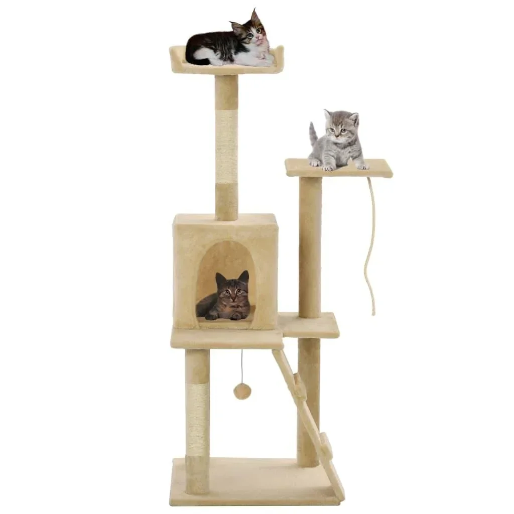 Katzenkratzbaum mit Sisalpfosten 120 cm beige
