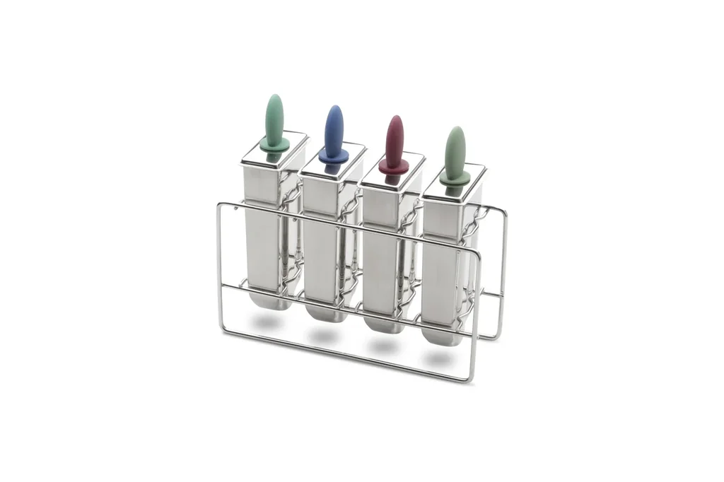 Speiseeisformer aus Edelstahl mit Ständer, 4er-Set - Stieleis-Former - Ice Pops