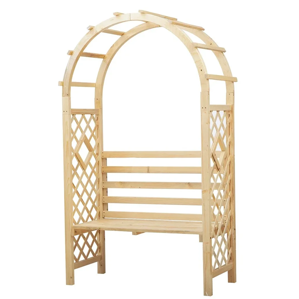 Rosenbogen mit Bank Gartenpergola Sitzbank Rosenbank Laubenbank Philosophenbank Rankgitter Rankhilfe Gartenbank Massivho