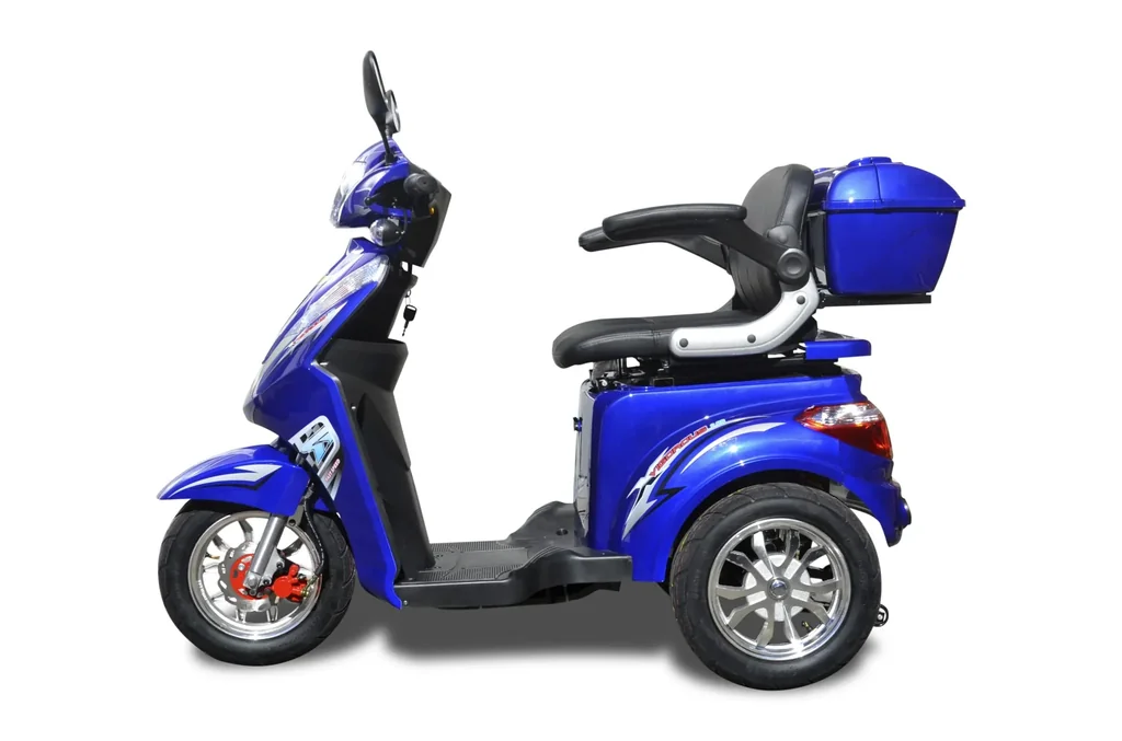 Elektro Dreirad blau - herausnehmbarer Li-Io Akku 30 Ah - 25 km/h - Seniorenmobil