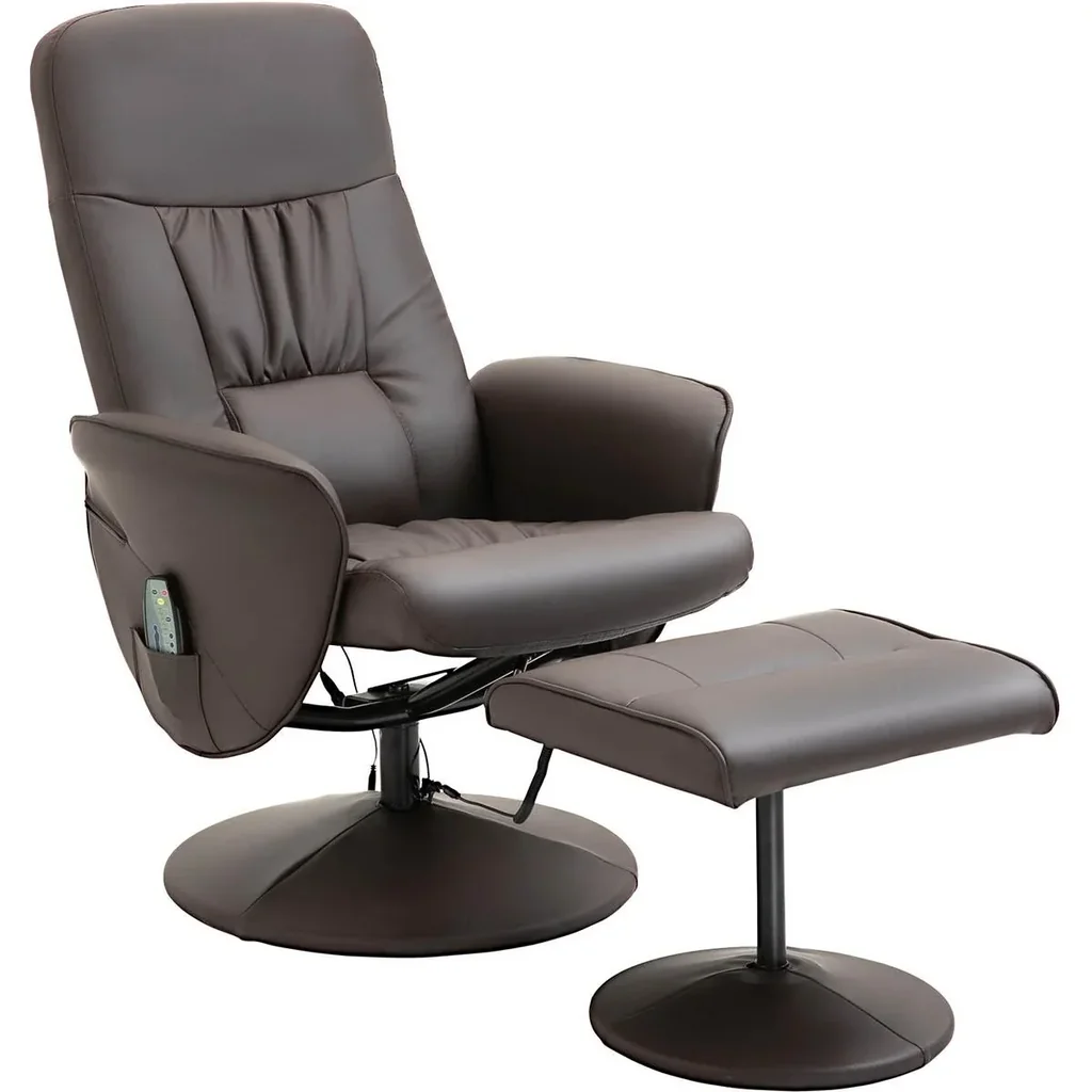 Massagesessel mit Fußhocker Relaxsessel Massagesessel TV-Sessel145°-Neigung Kunstleder Braun 76 x 81 x 105 cm