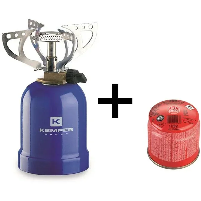 Gaskocher mit 4 Stützen 2050W Blau mit Gasflaschenbehälter