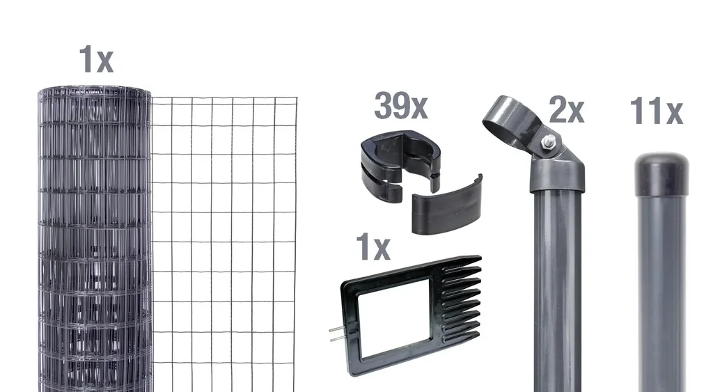 Fix-Clip Pro als Zaun-Komplettset, zum Einbetonieren, anthrazit, Höhe 102 cm, Länge 25 m