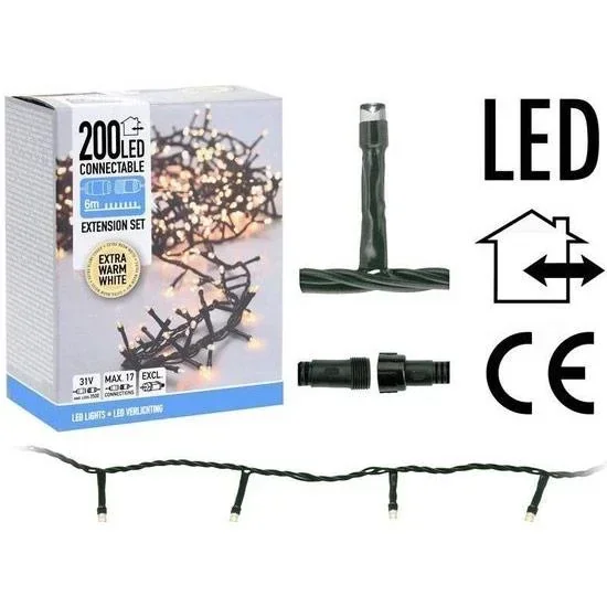 Weihnachtsbeleuchtung - Verkettbar - 200 LED - 6 Meter - Warmweiß