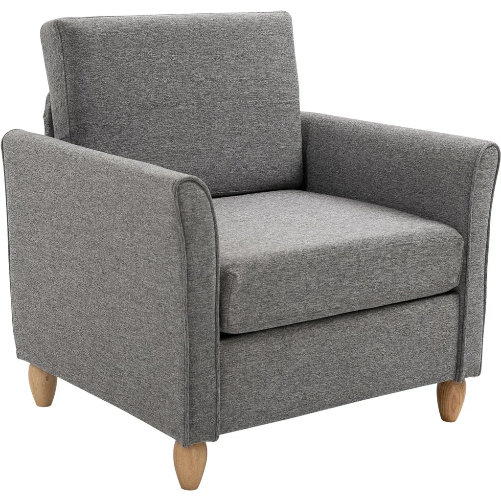 Einzelsofa Polsterstuhl abnehmbar mit Kissen 200 kg-Belastbarkeit Leinenbezüge Schaumstoff Hellgrau 82 x 65 x 78 cm