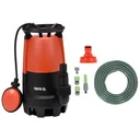 Tauchpumpe 900W 18000L/h max. Ansaugung 1 mm MIT 15 Meter Gartenschlauch inkl. Düse und Armaturen UND Hahn 1"