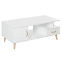 Beistelltisch Couchtisch moderner Kaffeetisch stabiler Teetisch Wohnzimmertisch mit praktischer Ablage Schublade, Spanpl
