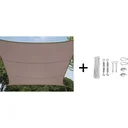 Schattentuch inklusive Perel-Befestigungskit - Rechteck - 2 x 3m - Taupe