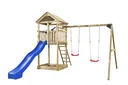Doppelschaukel Dean Holz mit Sandkasten und Rutsche in Blau