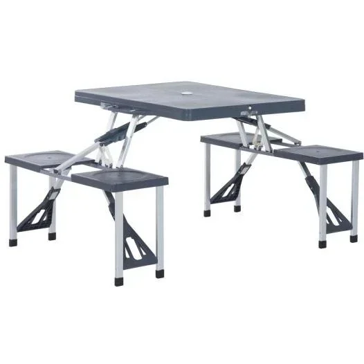 Campingtisch Alu Klappbar Schwarz 4 Personen