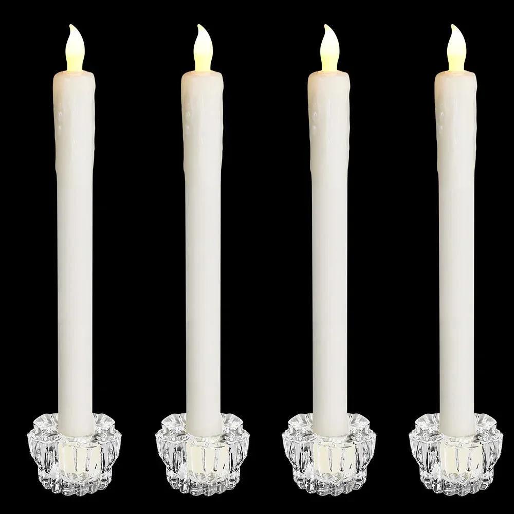 LED Stabkerze 4er Set Ø2,1cm inkl. Kerzenhalter