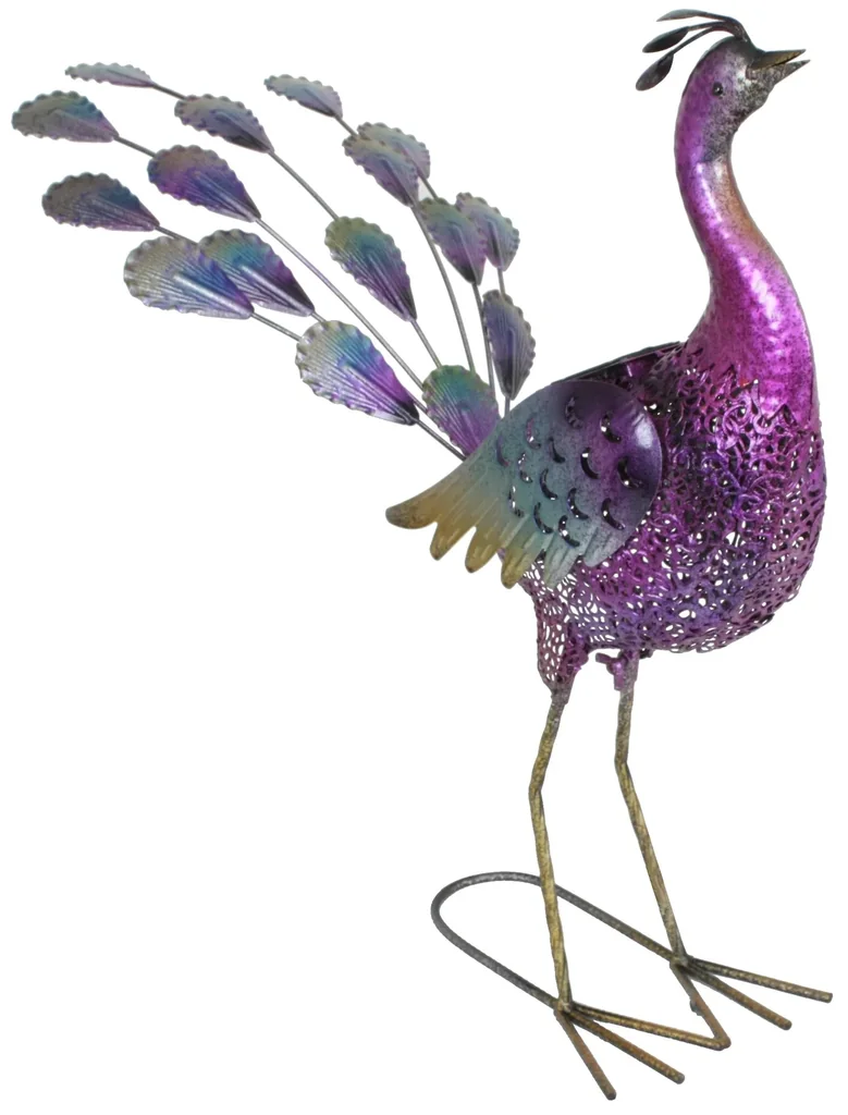 Metalldeko- Pfau Bonnie mit LED Solarbeleuchtung