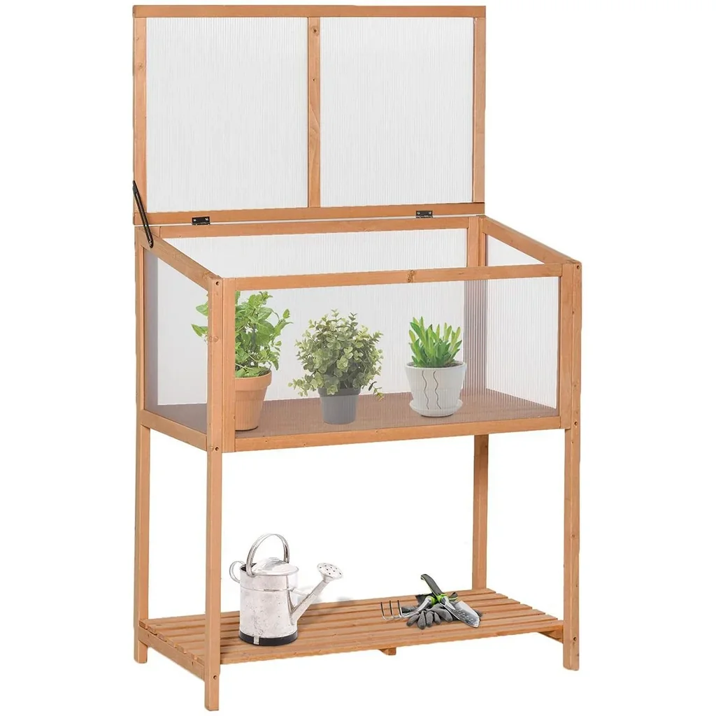Gewächshaus aus Massivholz mit Polycarbonatplatten Orange