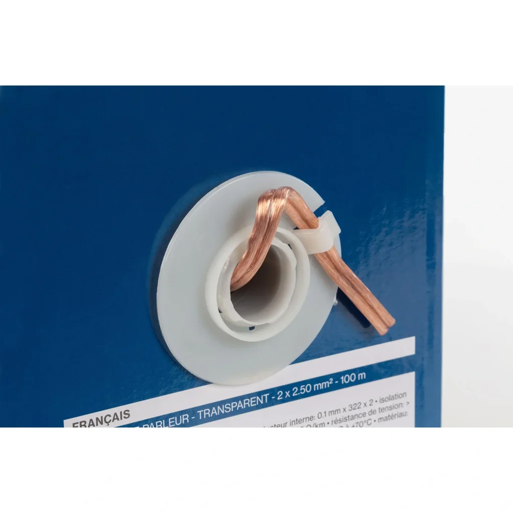 Lautsprecherkabel 2x2,50mm², 100 Meter, transparent rot, Spule, reiner OFC-Kupferdraht, Audioinstallation, professionelle Beschallung, Studio, Live, Zuhause