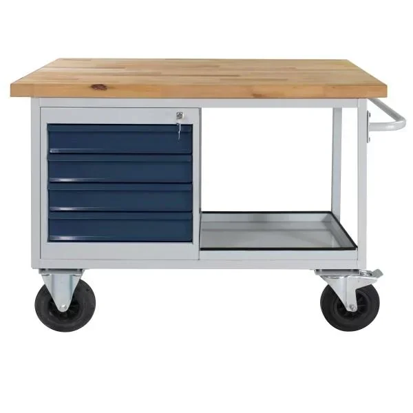 Tischwagen Etagenwagen RAL7035/7016 - 4 Schubladen, 1 Ablage, B1300xT600xH827mm