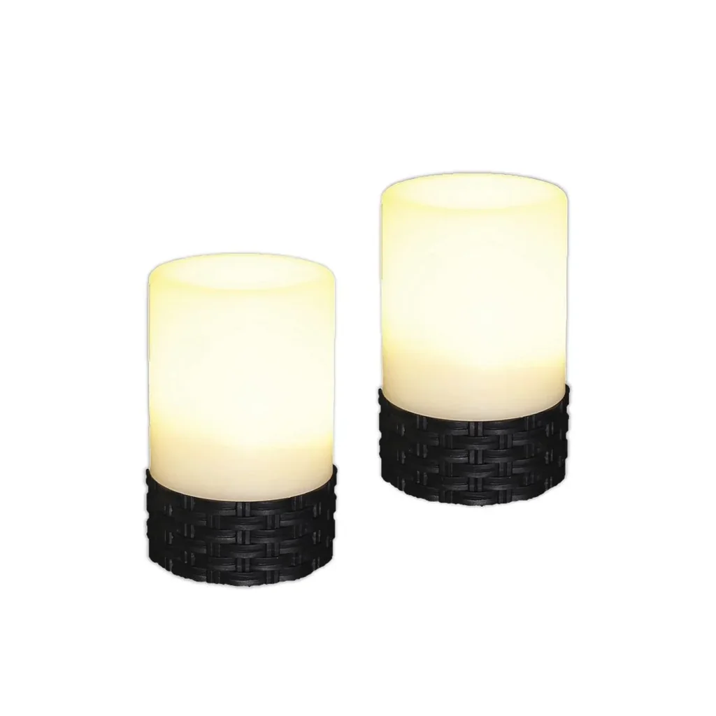 LED Solar Rattan Tisch Leuchte 2er Set