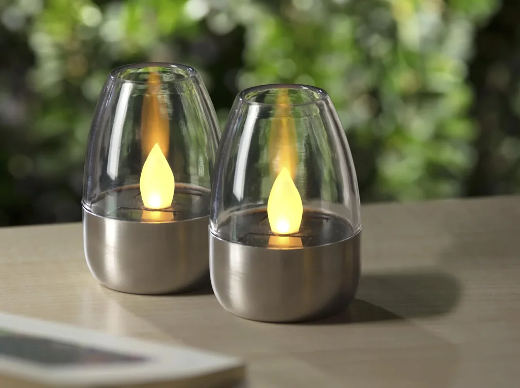 Solar Kerzen mit LED Flackerlicht 2er Set