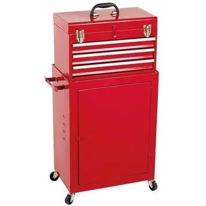 Utility Trolley MP99 - 3 Schubladen mit Schloss - 45,5x28x91 cm - Abnehmbarer Koffer - Rot