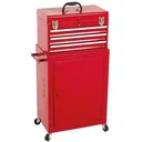 Utility Trolley MP99 - 3 Schubladen mit Schloss - 45,5x28x91 cm - Abnehmbarer Koffer - Rot