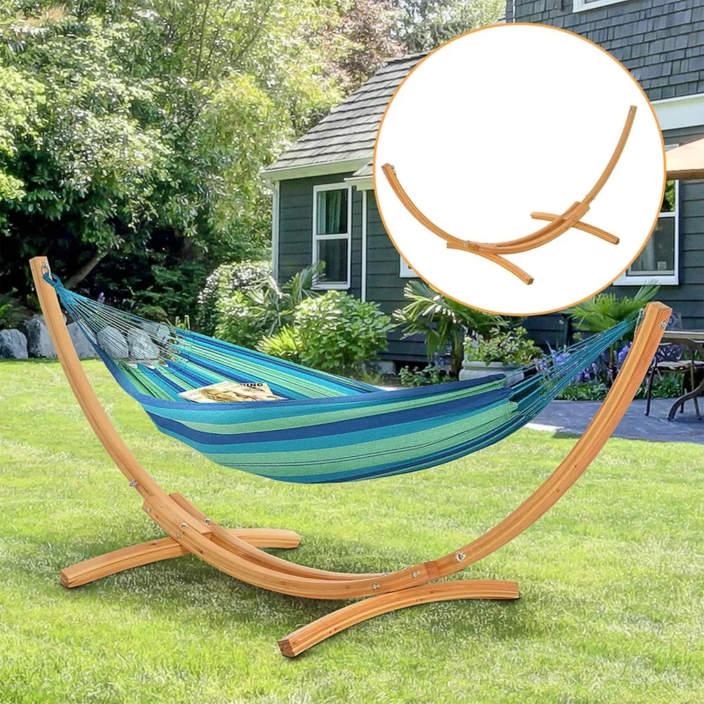 Hängemattengestell für Hängematte Hängemattenständer mit Zugseil Garten Strand Kiefer 325 x 120 x 118 cm bis 220 kg