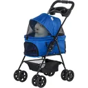 Hundebuggy mit Klappfunktion Hundewagen Buggy für Hunde und Katzen Haustierwagen Katzenbuggy Oxford Blau 67 x 45 x 96 cm