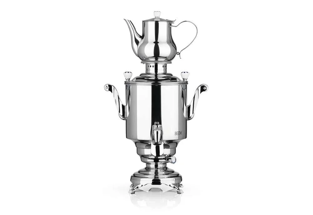 Samowar mit Teekocher, Russischer Teekessel Elektrisch - Romanov III, mit Dispenser, Edelstahl, 5L