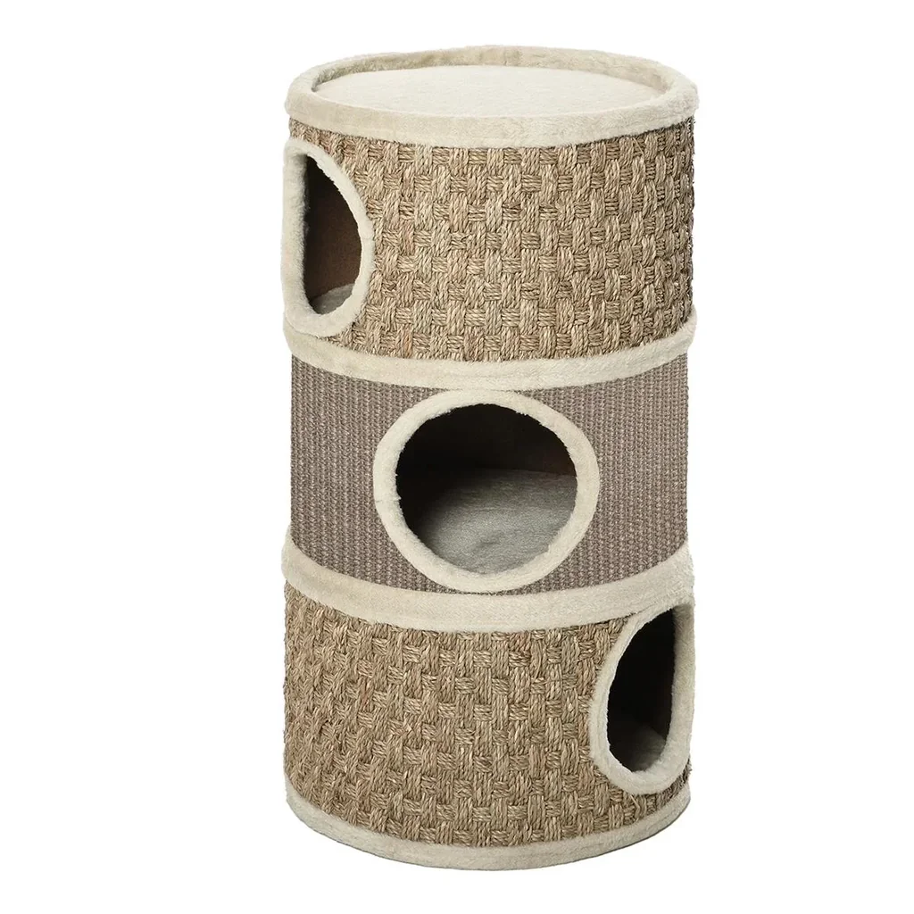 Katzenkratzbaum Kratztonne für katzen 3 Ebenen Katzenbaum Kletterbaum Katzenmöbel mit Sisal Plüsch 37,5 x 37,5 x 70 cm
