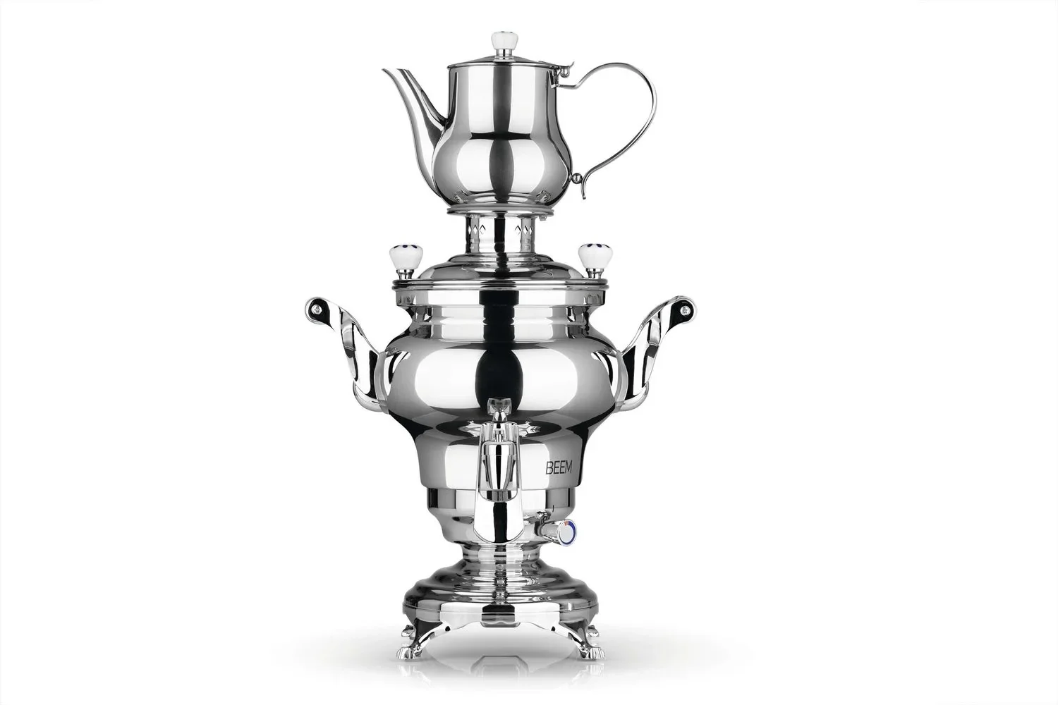 Samowar mit Teekocher, Russischer Teekessel Elektrisch - Odessa III, mit Dispenser, Edelstahl, 3L