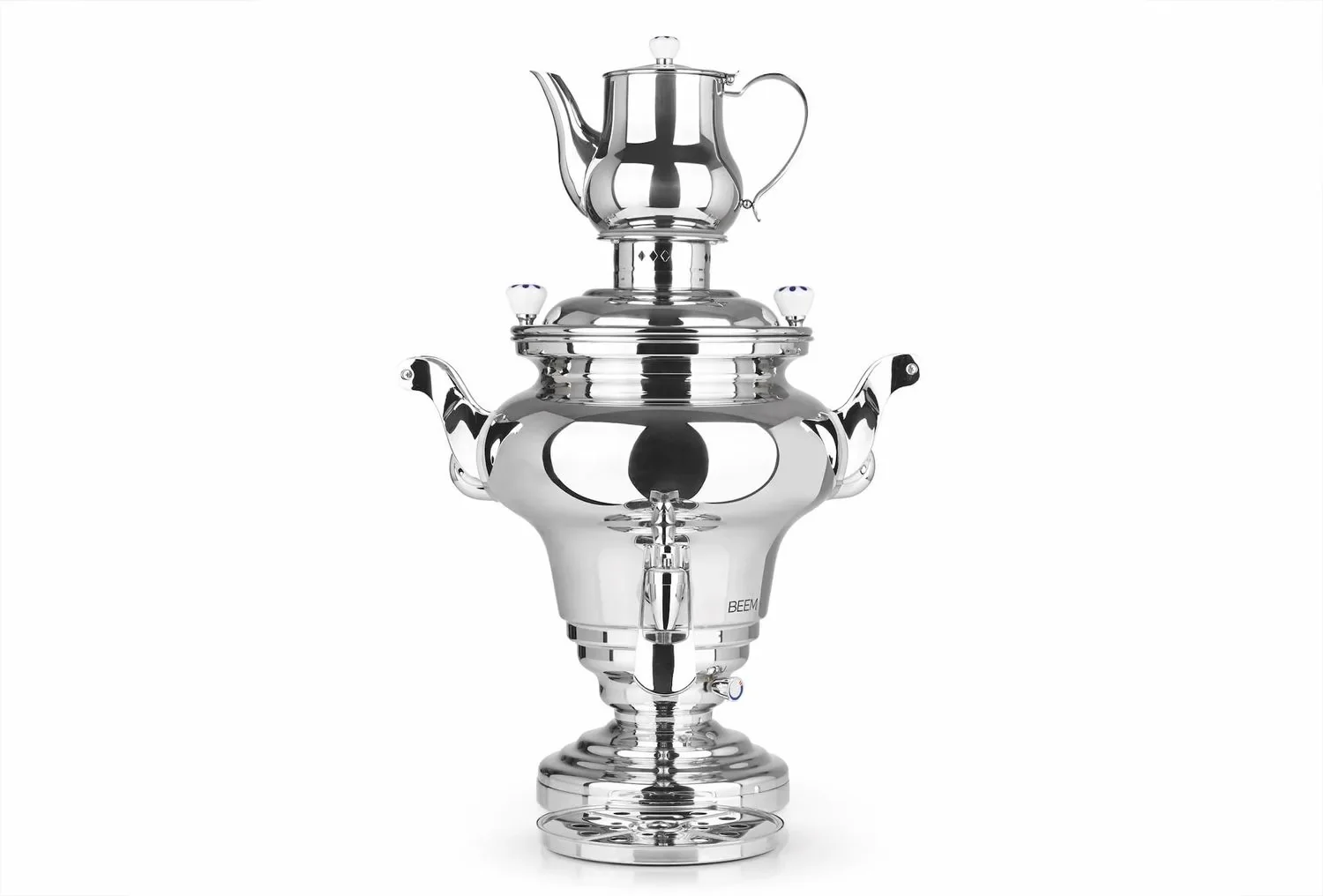 Samowar mit Teekocher, Russischer Teekessel Elektrisch - Royal, mit Dispenser, Edelstahl, 15L