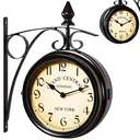 Retrolook Bahnhofsuhr doppelseitig schwarz
