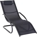 Gartenliege Sonnenliege Stoffliege mit Kissen Relaxliege ergonomisch wetterbeständig Aluminium Schwarz 150 x 63 x 89 cm