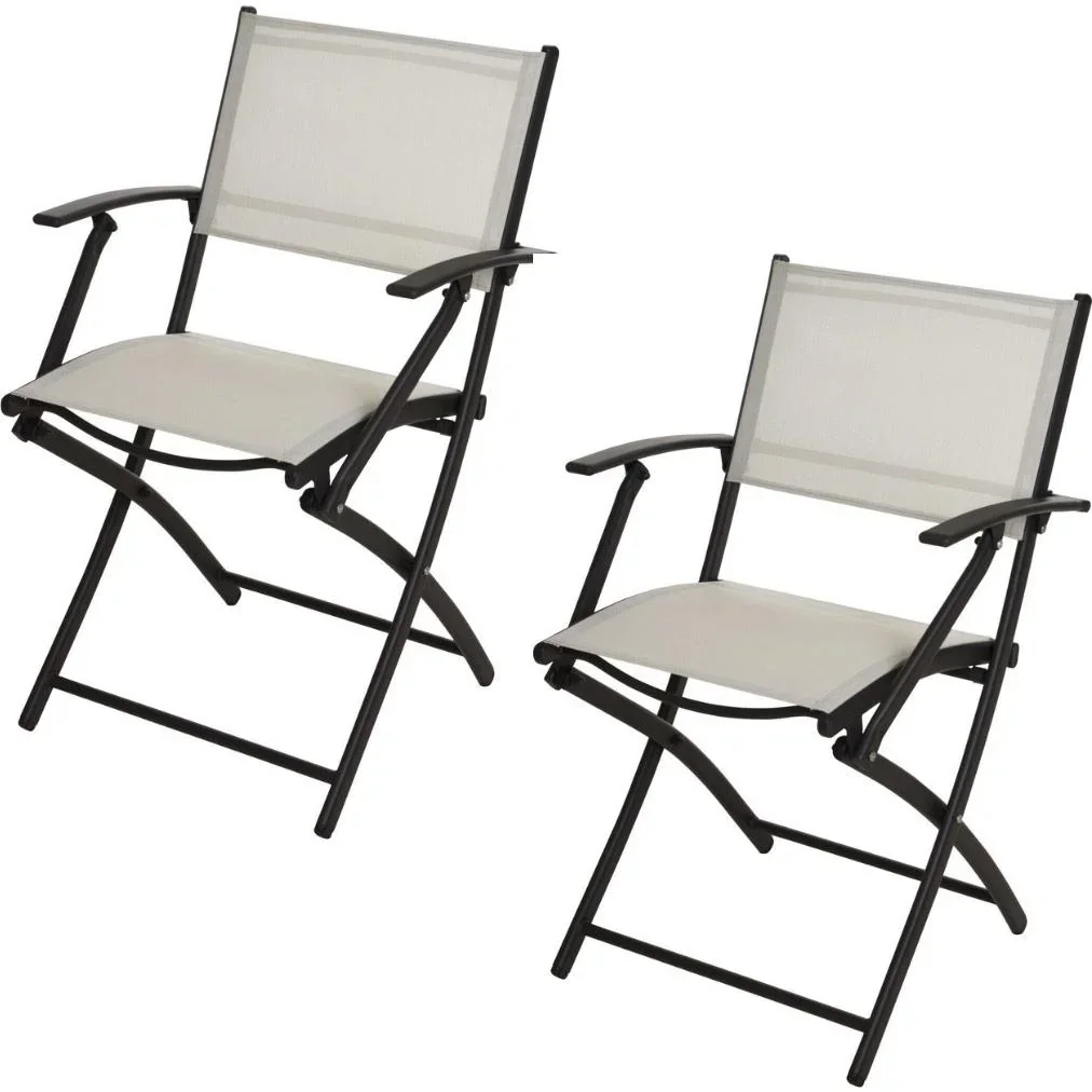 Pro Garden Klappstuhl / Klappstuhl / Gartenstuhl / Campingstuhl - mit Armlehnen - 54X56X83,5cm - Weiß - 2 STUKS