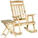 Holzschaukelstuhl mit Beistelltisch 2-teiliges Schaukelstuhlset mit Armlehnen und hoher Rückenlehne