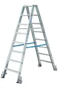 Stufen Doppelleiter 2 x 7 Stufen Leiter Alu fahrbar
