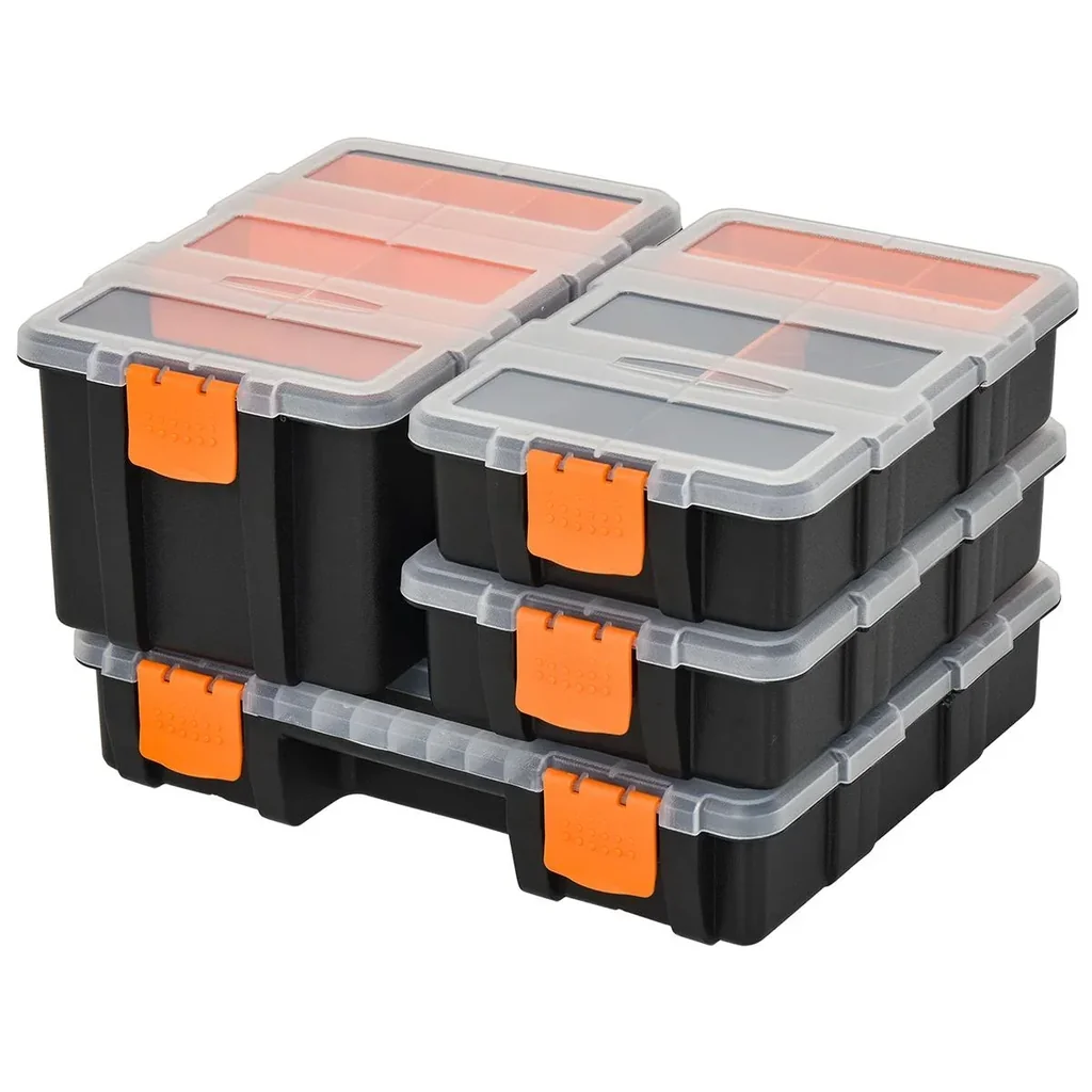 4PCS Werkzeugaufbewahrung Box Multifunktionales Werkzeugbox Sortierkasten Kleinteilemagazin Teile Kunststoff Orange+Schw